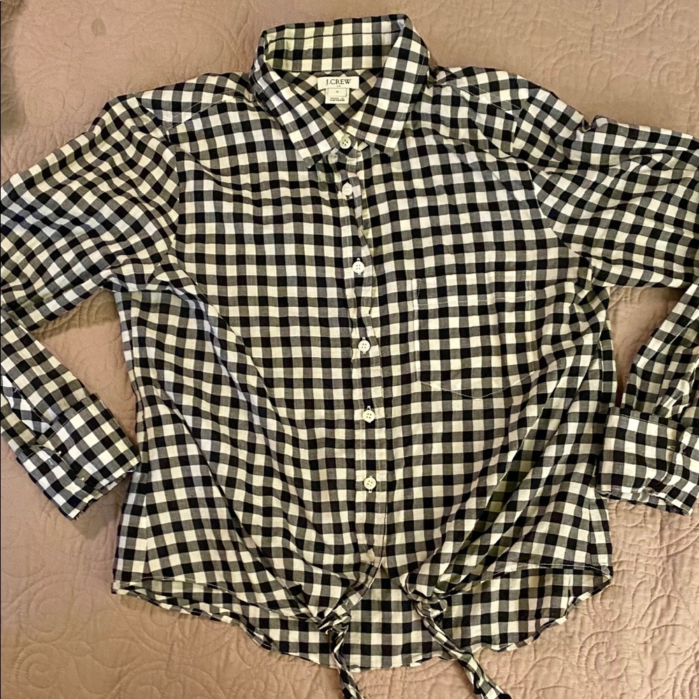 J. Crew Tie Front in Gingham